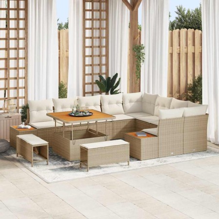 Conjunto de sofá de jardín con cojín Beige Poliratán en Sofás de exterior | Comprar online en Foru.es