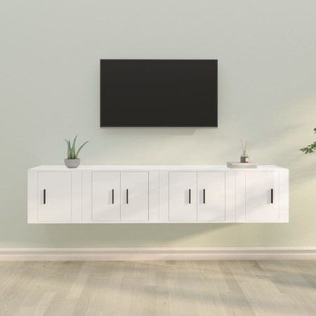 Set de muebles de TV 4 pzas madera contrachapada blanco brillo de vidaXL, Muebles TV - Ref: Foro24-3188432, Precio: 132,56 €,...