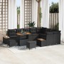 Conjunto de sofás de jardín con cojín 12 pcs Negro Poliratán en Sofás de exterior | Comprar online en Foru.es