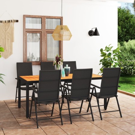 Juego de comedor de jardín 7 piezas negro y marrón en Conjuntos de jardín | Comprar online en Foru.es