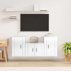 Set de muebles de TV 3 pzas madera contrachapada blanco brillo de vidaXL, Muebles TV - Ref: Foro24-3188496, Precio: 118,29 €,...