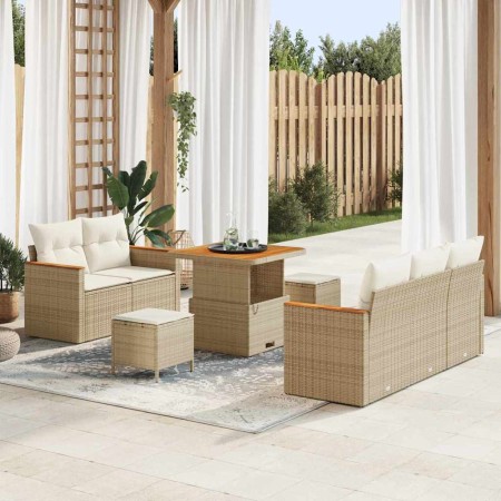 Conjunto de sofá de jardín con cojín Beige Poliratán en Sofás de exterior | Comprar online en Foru.es