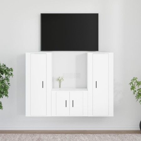 Set de muebles de TV 3 piezas madera contrachapada blanco de vidaXL, Muebles TV - Ref: Foro24-3188742, Precio: 147,55 €, Desc...