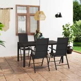 Juego de comedor para jardín 5 piezas negro en Conjuntos de jardín | Comprar online en Foru.es