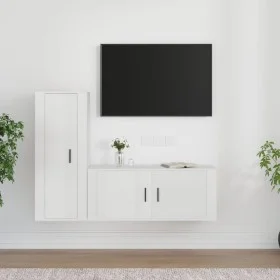 Set de muebles de TV 2 pzas madera contrachapada blanco brillo de vidaXL, Muebles TV - Ref: Foro24-3188736, Precio: 133,23 €,...