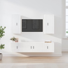 Set de muebles de TV 5 pzas madera contrachapada blanco brillo de vidaXL, Muebles TV - Ref: Foro24-3188680, Precio: 229,39 €,...