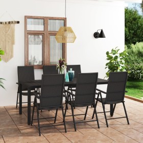 Juego de comedor para jardín 7 piezas negro en Conjuntos de jardín | Comprar online en Foru.es