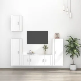 5-piece white plywood TV furniture set by vidaXL, TV Furniture - Ref: Foro24-3188774, Price: 217,44 €, Discount: %