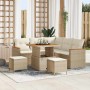 Conjunto de sofá de jardín con cojín 8 pcs Beige Poliratán en Sofás de exterior | Comprar online en Foru.es