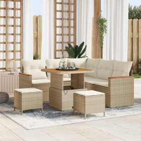 Conjunto de sofá de jardín con cojín 8 pcs Beige Poliratán en Sofás de exterior | Comprar online en Foru.es