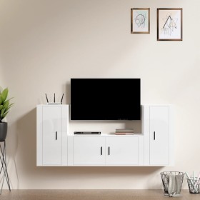 Set de muebles de TV 3 pzas madera contrachapada blanco brillo de vidaXL, Muebles TV - Ref: Foro24-3188536, Precio: 179,84 €,...