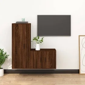 Set de muebles para TV 2 pzas madera contrachapada roble marrón de vidaXL, Muebles TV - Ref: Foro24-3188725, Precio: 98,16 €,...