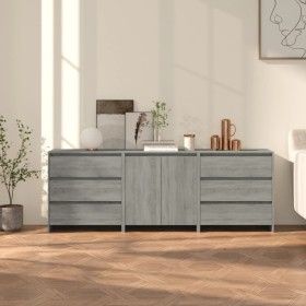 Aparador de 3 piezas madera manufacturada gris Sonoma de vidaXL, Aparadores - Ref: Foro24-3098071, Precio: 241,73 €, Descuent...