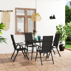 Juego de comedor para jardín 5 piezas negro en Conjuntos de jardín | Comprar online en Foru.es