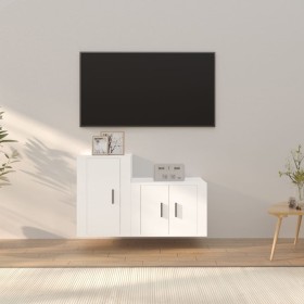 Set de muebles de TV 2 piezas madera contrachapada blanco de vidaXL, Muebles TV - Ref: Foro24-3188390, Precio: 76,82 €, Descu...