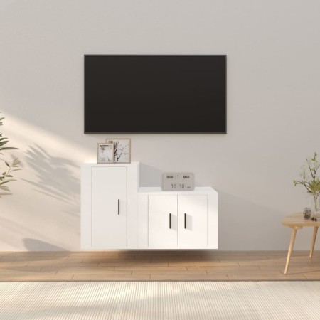 Set de muebles de TV 2 piezas madera contrachapada blanco de vidaXL, Muebles TV - Ref: Foro24-3188390, Precio: 76,82 €, Descu...