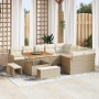 Conjunto de sofá de jardín 12 pcs Beige Rattan de Poliéster en Sofás de exterior | Comprar online en Foru.es