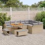 Conjunto de sofá de jardín 12 pcs Beige Rattan de Poliéster en Sofás de exterior | Comprar online en Foru.es