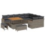 Conjunto de sofá de jardín 12 pcs Gris Rattan de Poliéster en Sofás de exterior | Comprar online en Foru.es