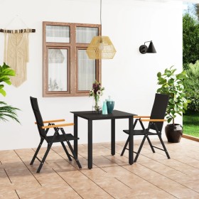 Juego de comedor para jardín 3 piezas negro y marrón en Conjuntos de jardín | Comprar online en Foru.es