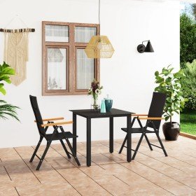 Juego de comedor para jardín 3 piezas negro y marrón en Conjuntos de jardín | Comprar online en Foru.es