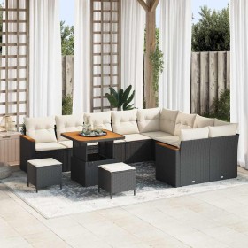 Conjunto de sofá de jardín 12 pcs Negro Rattan de Poliéster en Sofás de exterior | Comprar online en Foru.es