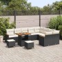 Conjunto de sofá de jardín 12 pcs Negro Rattan de Poliéster en Sofás de exterior | Comprar online en Foru.es