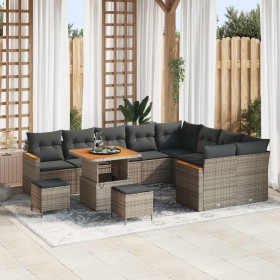 Conjunto de sofá de jardín 12 pcs Gris Rattan de Poliéster en Sofás de exterior | Comprar online en Foru.es