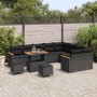 Conjunto de sofá de jardín 12 pcs Negro Rattan de Poliéster en Sofás de exterior | Comprar online en Foru.es