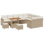 Conjunto de sofá de jardín 12 pcs Beige Rattan de Poliéster en Sofás de exterior | Comprar online en Foru.es