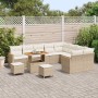 Conjunto de sofá de jardín 12 pcs Beige Rattan de Poliéster en Sofás de exterior | Comprar online en Foru.es