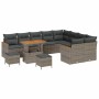Conjunto de sofá de jardín 12 pcs Gris Rattan de Poliéster en Sofás de exterior | Comprar online en Foru.es