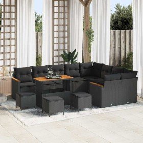 Conjunto de sofá de jardín 13 pcs Negro Rattan de Poliéster en Sofás de exterior | Comprar online en Foru.es