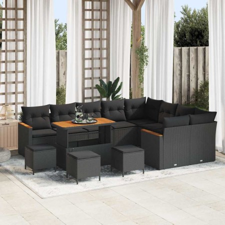 Conjunto de sofá de jardín 13 pcs Negro Rattan de Poliéster en Sofás de exterior | Comprar online en Foru.es