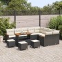 Conjunto de sofá de jardín 13 pcs Negro Rattan de Poliéster en Sofás de exterior | Comprar online en Foru.es