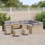Conjunto de sofá de jardín 13 pcs Beige Rattan de Poliéster en Sofás de exterior | Comprar online en Foru.es