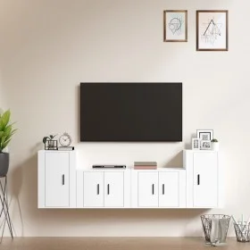 Set de muebles para TV 4 piezas madera contrachapada blanco de vidaXL, Muebles TV - Ref: Foro24-3188542, Precio: 147,23 €, De...