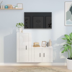 Set de muebles de TV 2 pzas madera contrachapada blanco brillo de vidaXL, Muebles TV - Ref: Foro24-3188456, Precio: 94,10 €, ...