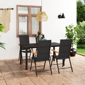 Juego de comedor para jardín 5 piezas negro y marrón en Conjuntos de jardín | Comprar online en Foru.es