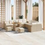 Conjunto de sofá de jardín con cojín 13 pcs Beige Poliratán en Sofás de exterior | Comprar online en Foru.es