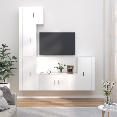 Set de muebles de TV 5 pzas madera contrachapada blanco brillo de vidaXL, Muebles TV - Ref: Foro24-3188616, Precio: 270,29 €,...