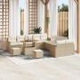 Conjunto de sofá de jardín con cojín 13 pcs Beige Poliratán en Sofás de exterior | Comprar online en Foru.es