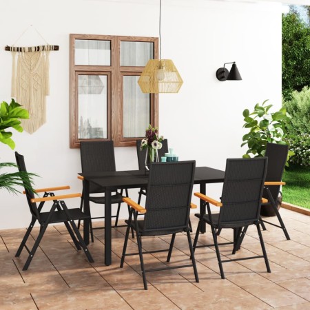 Juego de comedor para jardín 7 piezas negro y marrón en Conjuntos de jardín | Comprar online en Foru.es