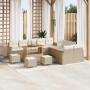 Conjunto de sofá de jardín con cojín Beige Poliratán en Sofás de exterior | Comprar online en Foru.es