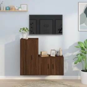 Set de muebles para TV 2 pzas madera contrachapada roble marrón de vidaXL, Muebles TV - Ref: Foro24-3188461, Precio: 90,28 €,...