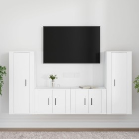 Set de muebles para TV 4 piezas madera contrachapada blanco de vidaXL, Muebles TV - Ref: Foro24-3188766, Precio: 182,42 €, De...