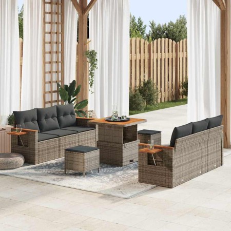 Conjunto de sofás de jardín 11 pcs Gris ratán sintético en Sofás de exterior | Comprar online en Foru.es