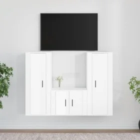 Set de muebles de TV 3 pzas madera contrachapada blanco brillo de vidaXL, Muebles TV - Ref: Foro24-3188744, Precio: 160,64 €,...