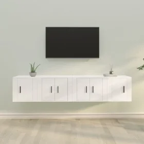 Set de muebles para TV 4 piezas madera contrachapada blanco de vidaXL, Muebles TV - Ref: Foro24-3188430, Precio: 124,12 €, De...