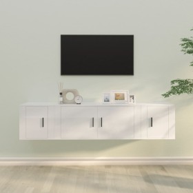 Set de muebles de TV 3 pzas madera contrachapada blanco brillo de vidaXL, Muebles TV - Ref: Foro24-3188416, Precio: 127,20 €,...